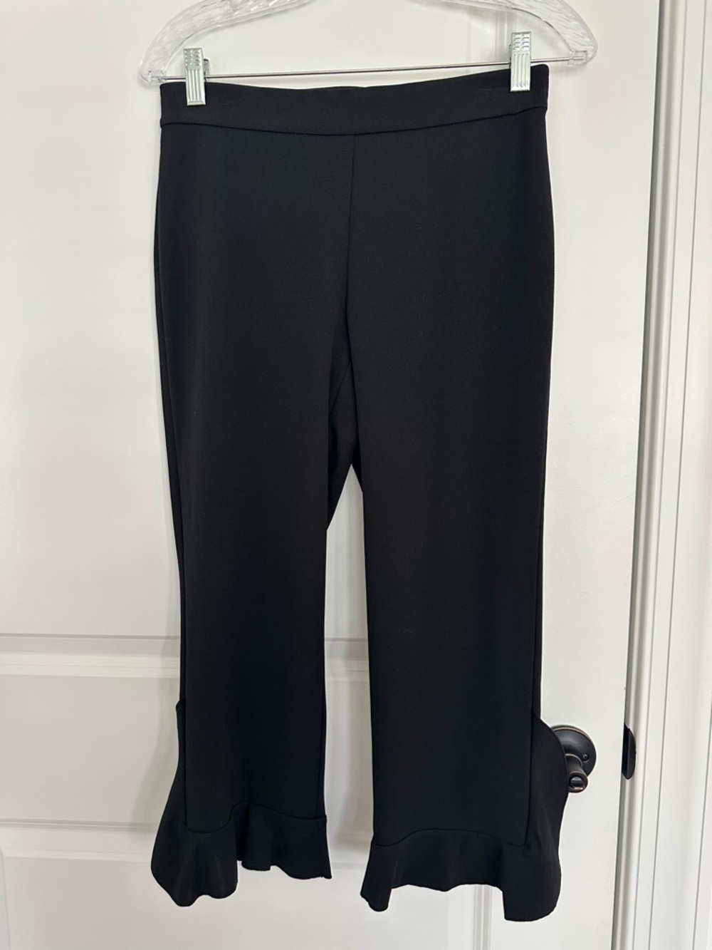 Alfani Black Boot-Cut Cropped Pants with Ruffle Hem
